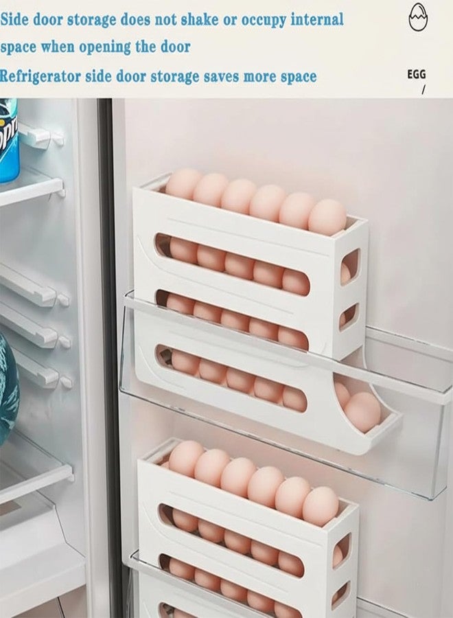 XML 30 Eggs Tray Storage Box Baskets Holder Dispenser Refrigerator Space-saving Stackable Plastic Automatic Roller Organizer Storage Containers For Kitchen Tools Items (Pack of 1) - Image 3
